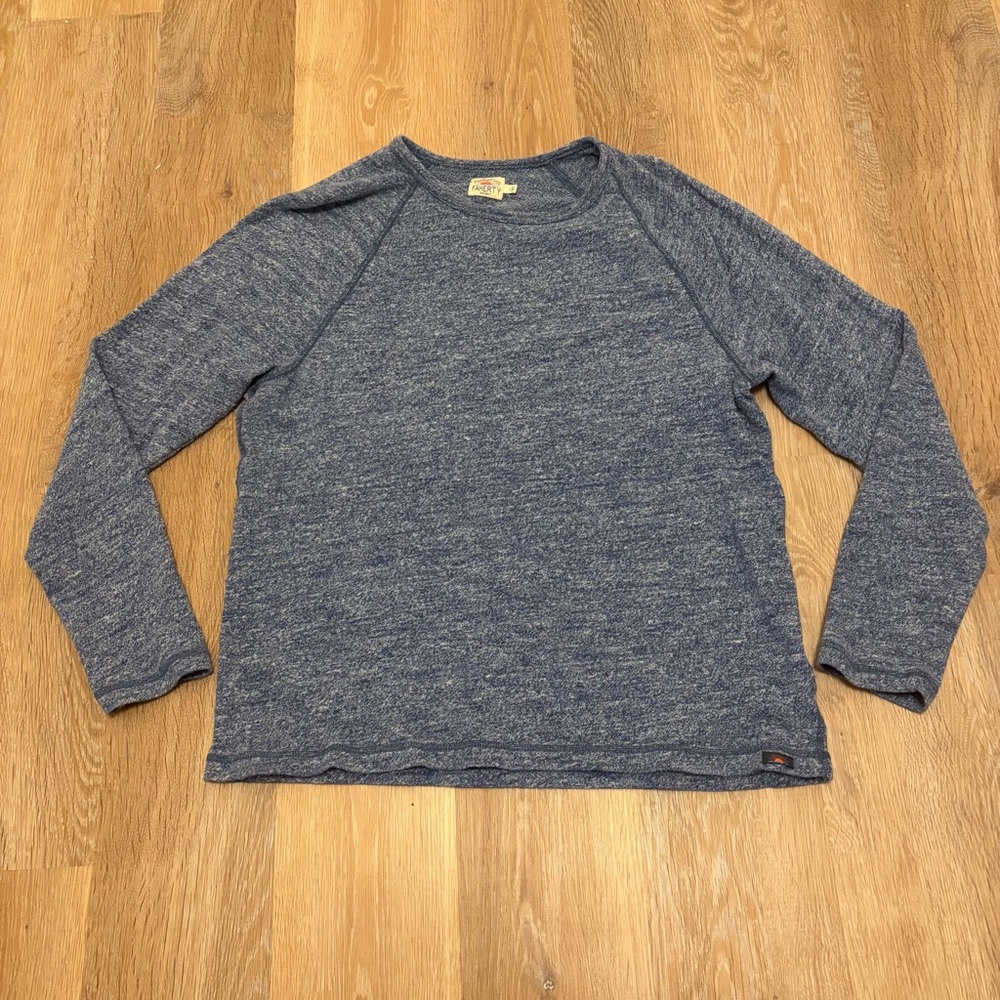 Faherty Blue Heather Crewneck Sweater Cotton Soft Comfy Mens Large Spring